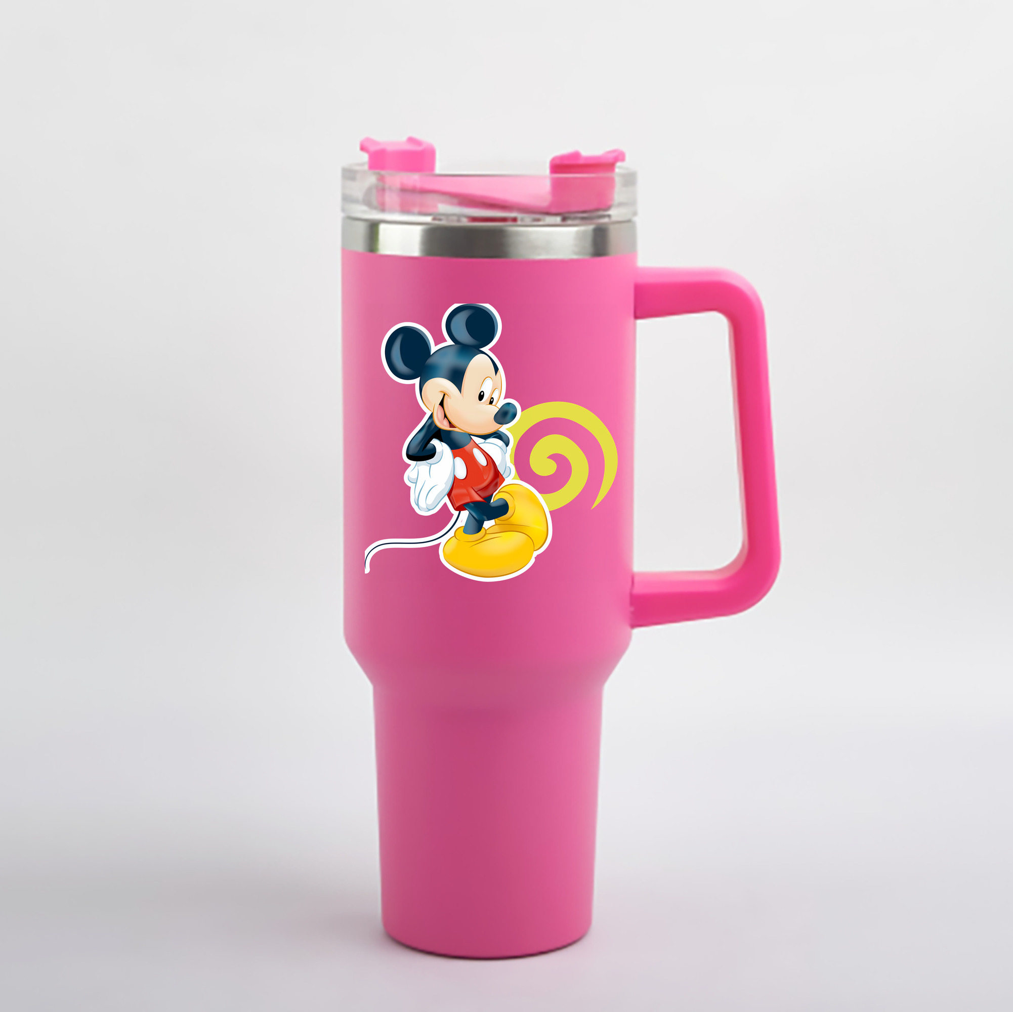 （画像用） ミッキーマウス Mickey Mouse 1200mL車用タンブラー - クリスタルステッカー（プラスチックストロー付き）